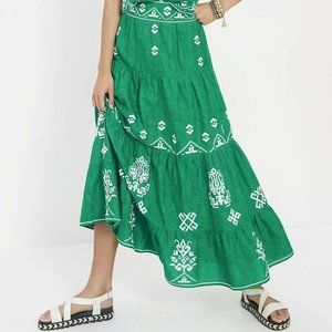 Anthro Mitra Embroidered Maxi Skirt 10